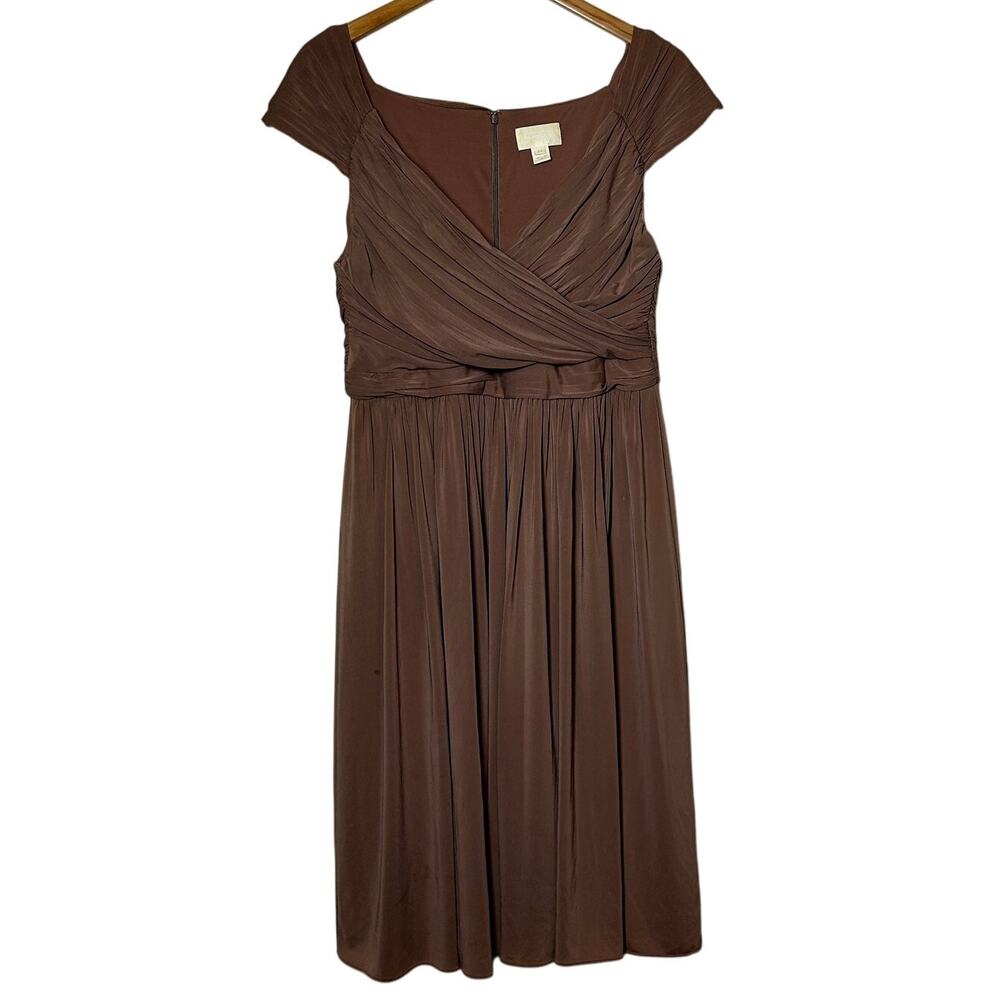 Jcrew Matilda Dress Women 12 In Liquid Jersey Brown Pink Mauve Wedding Bridesmad